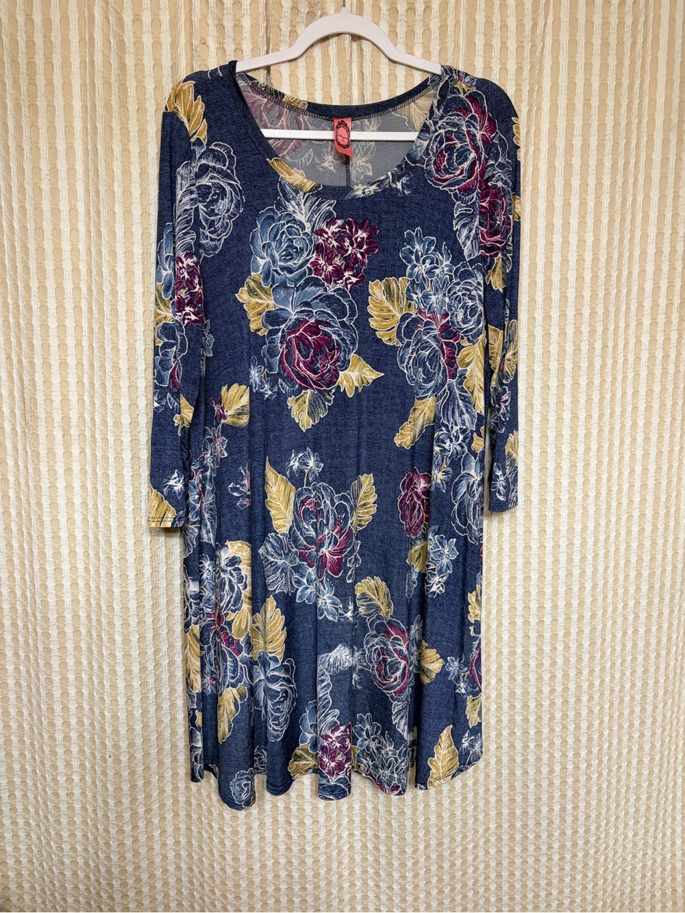 Honeyme Navy Floral Long Sleeve Swing Dress